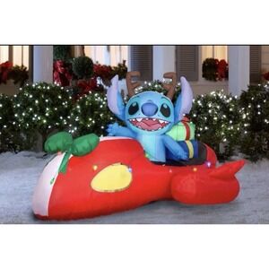 6 FT Disney Stitch In Red Hover Car Lighted Airblown Inflatable NEW IN BOX
